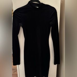 Black velvet mid neck H&M dress